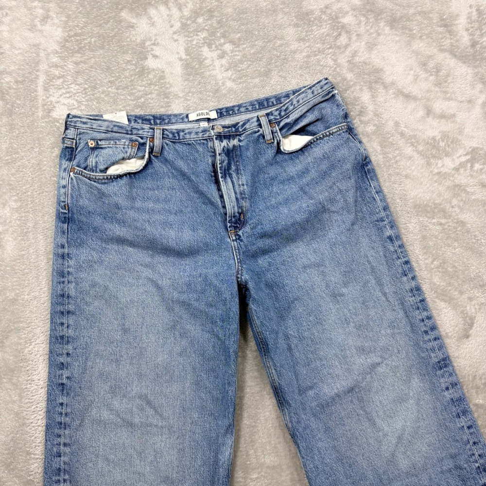 AGOLDE Wide Leg Baggy Jeans Womens 32 Light Blue Organic Cotton High Rise Denim